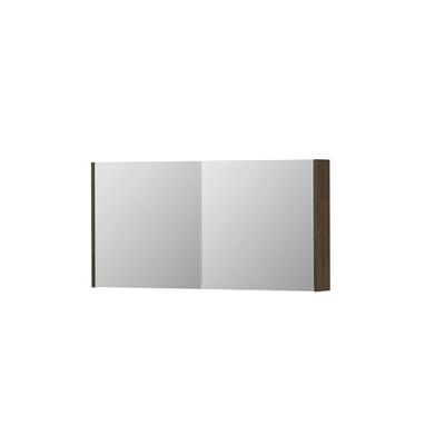 INK SPK1 spiegelkast – 120x60x14 cm – 2 deuren, dubbelzijdige spiegeldeuren – Massief eiken Charcoal