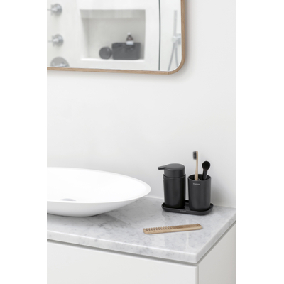 Brabantia ReNew Badkameraccessoires - set van 3 - Zeeppomp - Tandenborstelhouder - Schaal - donker grijs SHOWROOMMODEL