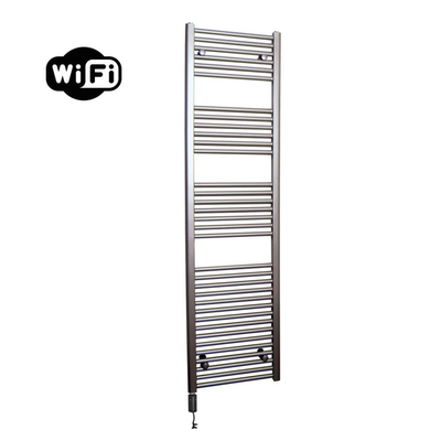 Sanicare HVW Elektrische Radiator - 172x45cm - 920W - wifi - thermostaat - zwart - linksonder - inox look (zilver)