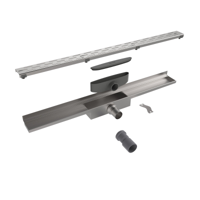Easy Drain Compact Wall caniveau d'évacuation mural plaque simple avec sortie latérale 6x120cm 30mm inox