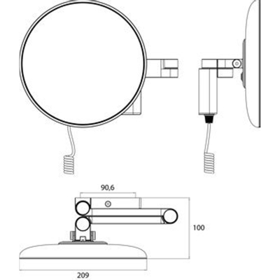 Emco Evo miroir grossissant – rond Ø 20,9 cm – Éclairage LED – grossissement 5x, cordon spiralé – Chrome