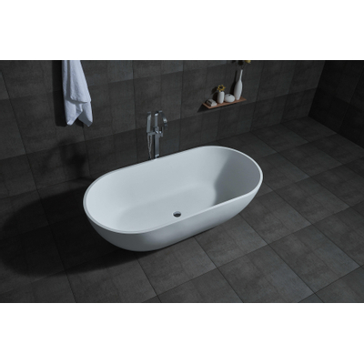 ZEZA Alexia vrijstaand bad - 178x88x52cm - solid surface mat wit