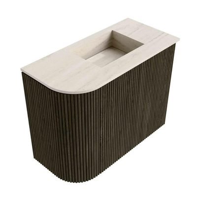 Mondiaz JOYA-DLUX 51.6cm toiletmeubel - ronding links kleur Shadow - Wastafel FAYE positie Rechts 1 kraangat kleur Meli.