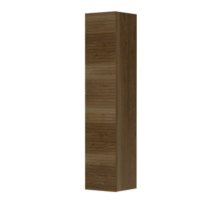 INK Hoge kast - 36x37x169cm - 1 deur - greeploos - horizontaal gefreesd - massief eiken - ash grey