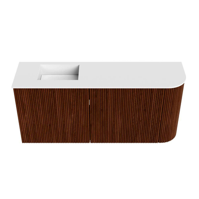 Mondiaz JOYA 91.6cm toiletmeubel - ronding rechts kleur Ruby - Wastafel FAYE positie Links 1 kraangat kleur Talc.