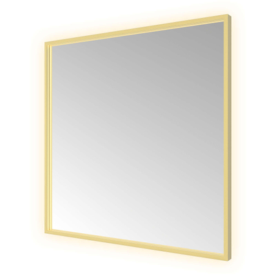 Hotbath &MORE Spiegel - 80x80cm - direct en indirect LED - color changing - spiegelverwarming - met afstandsbediening - PVD - geborsteld messing goud