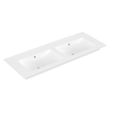 Villeroy & Boch Venticello Double lavabo à poser sur meuble - 1300 x 500 x 170 stone white mat (blanc) CeramicPlus - avec trop-plein