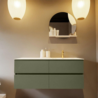 Mondiaz VICA-DLUX Ensemble de meuble de salle de bain - 120cm - meuble sous-vasque armée - 4 tiroirs - lavabo encastré nuage droite - 1 trou de robinet - version haute de 60cm - ostra