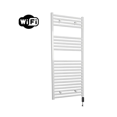 Sanicare HVW Elektrische Radiator - 111.8x60cm - 730W - wifi - thermostaat - zwart - rechtsonder - wit