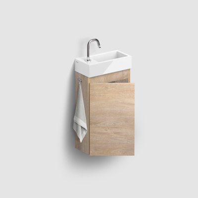 Clou InBe Meuble sous-lavabo pour lave-mains - 36x55x18cm - gauche - chêne grec