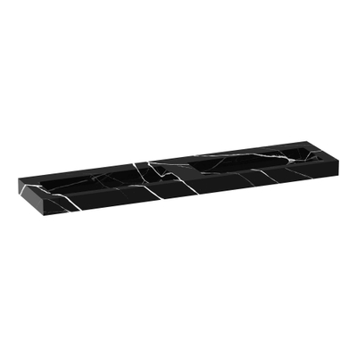 BRAUER Coral lavabo - 200x46x10cm - 2 bassins - 0 trous de robinet - composite - aspect marbre - Nero Marquina