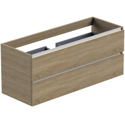 Thebalux onderkast type1 120cm 2x lade greeploos 2x alu greeplijst 1x uitsparing tbv wastafel Quadro Cube en Soft incl witte sifonset