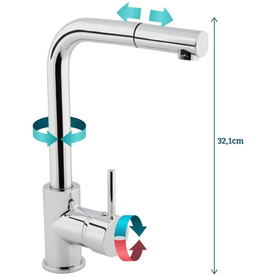 GO by Van Marcke Cocoon keukenmengkraan ngreeps met uittrekbare sproeier Belgaquagekeurd waterbesparend mobiele bek keramische schijven inclusief flexibels en fixatieset chroom SHOWROOMMODEL