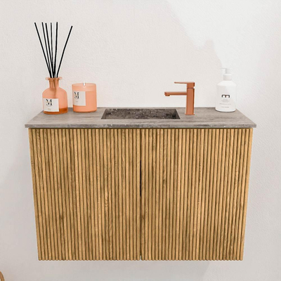 Mondiaz JOYA-DLUX 60cm toiletmeubel - kleur Oak - Wastafel FAYE positie Midden 1 kraangat kleur Oza.