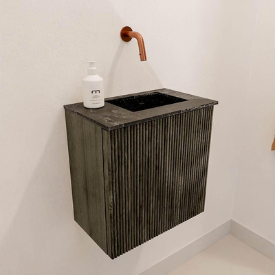 Mondiaz JOYA-DLUX 40cm toiletmeubel - kleur Shadow - Wastafel FAYE positie Rechts Zonder kraangat kleur Lava.