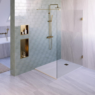 BRAUER Asteroid Receveur de douche 100x140 inclus antidérapant et antibactérien marbre minéral blanc mat
