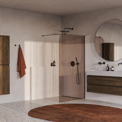 BRAUER Orion Paroi de douche à l'italienne - 120x200cm - verre bronze - revêtement en verre - PVD - gunmetal brossé