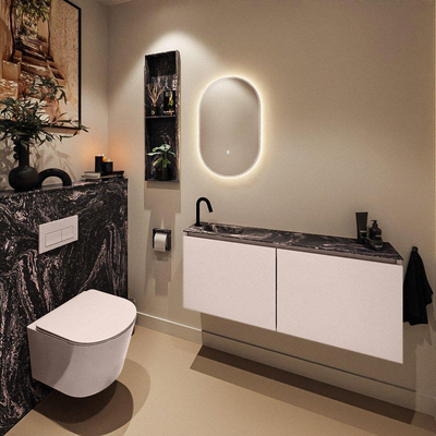 MONDIAZ TURE-DLUX Meuble de toilettes 120cm Rosee. Lavabo EDEN Lava position gauche. Avec 1 trou de robinet.