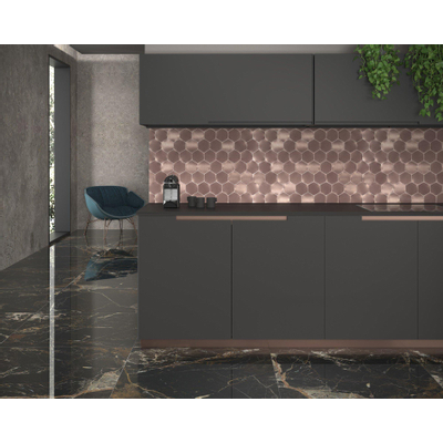 Ceralto Fenera Mosaic Mozaiektegel 16.2x28cm Icon Copper Hexagon 4mm Mat/glans copper - per stuk