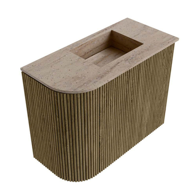 Mondiaz JOYA-DLUX Meuble de salle de bains 51,6cm - arrondi gauche couleur Dusk - Vasque FAYE position Droite Sans trou de robinet couleur Saba