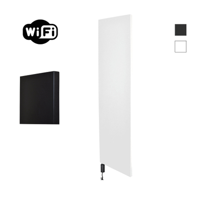 Sanicare Radiateur électrique - 180 x 40cm - bluetooth - thermostat noir en dessous gauche - Blanc mat