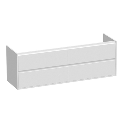 BRAUER New Future Meuble sous lavabo - 160x46x55cm - 4 tiroirs sans poignée avec fermeture douce - 2 découpes pour siphon - MDF - blanc mat
