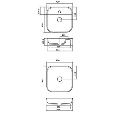 Plieger Fresno vasque à poser 1 trou de robinetterie 42x42cm blanc