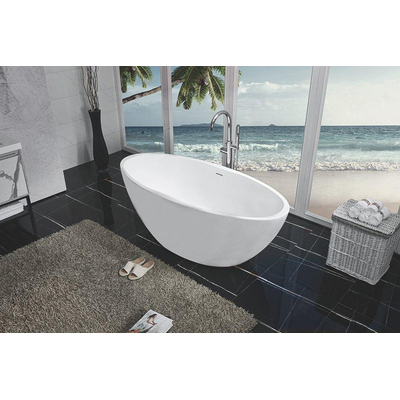 Wiesbaden Oval Baignoire îlot 170x78cm acrylique Blanc mat