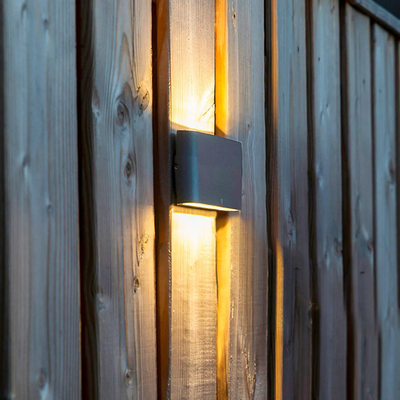 QAZQA Batt applique murale - 17,5x9x3 cm - LED incluse - IP65 - gris foncé mat