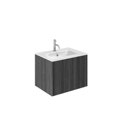 Crosswater Limit Badkamermeubelset - 60x45x45cm - 1 lade - glazen wastafel - steelwood/anthracite (hout)