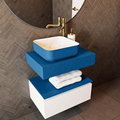 Mondiaz TOP 41 Plateau supérieur - 50x41x12cm - adapté pour plaque de recouvrement - Solid surface - Jeans