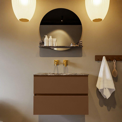 Mondiaz VICA-DLUX Ensemble de meuble de salle de bain - 70cm - meuble sous-vasque reposant - 2 tiroirs - lavabo encastrée cloud milieu - sans trous de robinet - version haute de 60cm - lave