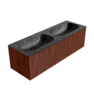 Mondiaz KURVE-DLUX Badkamermeubelset - 140x46x40cm - 2 lade - wastafel solid surface - dubbel - zonder kraangat - Ruby