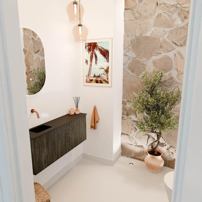 Mondiaz JOYA 100cm toiletmeubel - kleur Shadow - Wastafel FAYE positie Links Zonder kraangat kleur Urban.