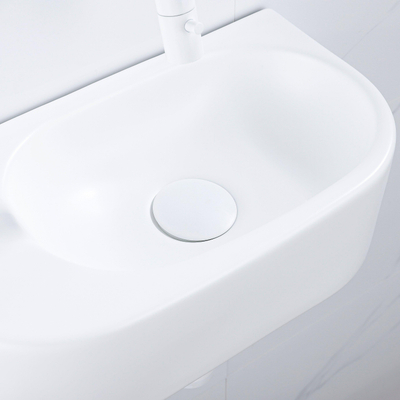 QeramiQ Fuente fonteinset – halfrond – 40x21.5x12 cm – keramiek wit mat – zonder kraangat – mat witte kraan