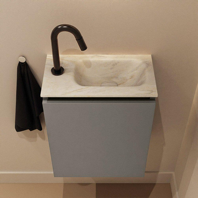 MONDIAZ TURE-DLUX Meuble WC 40 cm Smoke. Lavabo EDEN Ostra position droite. Avec 1 trou de robinet.