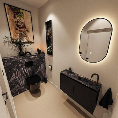 MONDIAZ TURE-DLUX 80cm toiletmeubel Urban. EDEN wastafel Lava positie rechts. Met 1 kraangat.