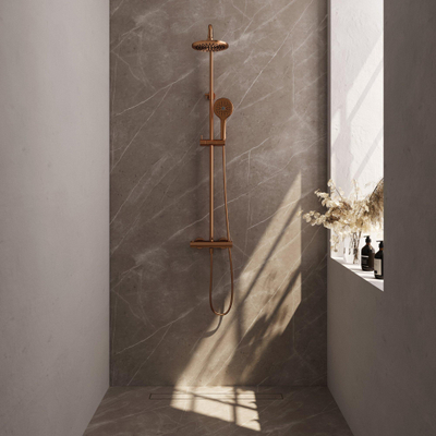 Brauer Copper Edition Colonne de douche mural 20cm avec douchette ronde Cuivre brossé PVD