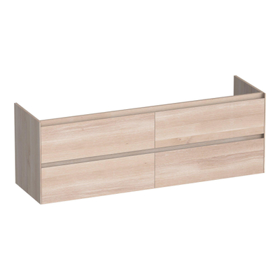 BRAUER Inspire wastafelonderkast 160 4 softclose lades - greeploos - 2 sifon uitsparingen - massief eiken - lamellen eiken wit