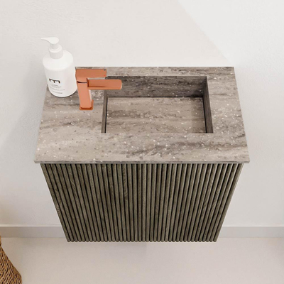 Mondiaz JOYA-DLUX Meuble de toilette 40cm - couleur Shadow - Vasque FAYE position Droite 1 trou de robinet couleur Oza.