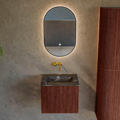 Mondiaz KURVE-DLUX Badkamermeubelset - 50x46x40cm - 1 lade - wastafel solid surface - midden - zonder kraangat - Ruby