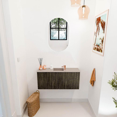 Mondiaz JOYA-DLUX 90cm toiletmeubel - kleur Shadow - Wastafel FAYE positie Midden 1 kraangat kleur Saba.