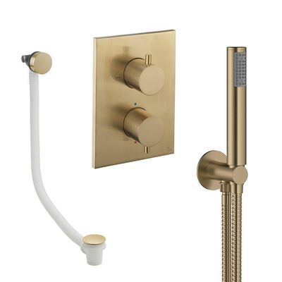 Crosswater MPRO Handdoucheset - 2 hendels - badafvoer - handdouche - geborsteld messing (goud)