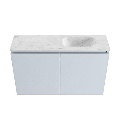 MONDIAZ TURE-DLUX 80cm toiletmeubel Clay. EDEN wastafel Opalo positie rechts. Met 1 kraangat.
