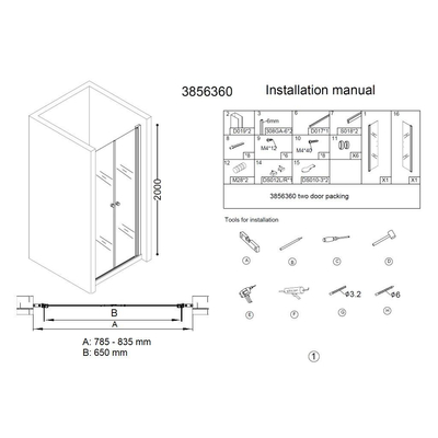 Best Design Erico pendeldeur - 80x200cm - 6mm - antikalkbehandeling - Chroom