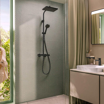 Hansgrohe Activera Q colonne de douche - 29x18cm - thermostatique - ecosmart+ - noir mat