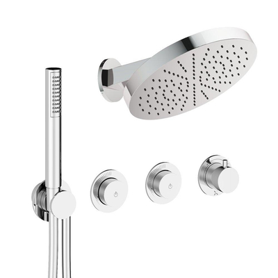 Crosswater Module Ensemble de douche à effet pluie encastré - 3 leviers - pomme de douche 30 cm - douchette à main - bras mural - chrome