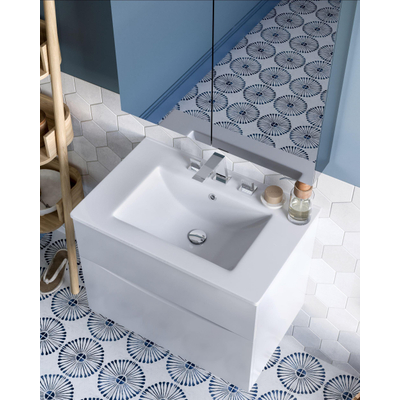 Crosswater Glide II Wastafelonderkast - 70x45x52cm - 2 lades - greeploos - softclose - glans wit (grijs)