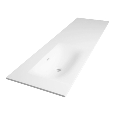 BRAUER Glacier Lavabo asymétrique - 160x46x2cm - - 1 vasque - gauche 0 trous de robinet - fine stone - blanc mat