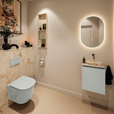 MONDIAZ TURE-DLUX Meuble toilette - 40cm - Greey - EDEN - vasque Frappe - position droite - sans trou de robinet